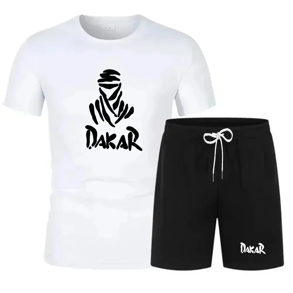 Men's 2026 A Two-piece Summer Men's Fashion Casual T-shirt and Fitness Sportswear Set Is Suitable for Round-colored Youth Styles