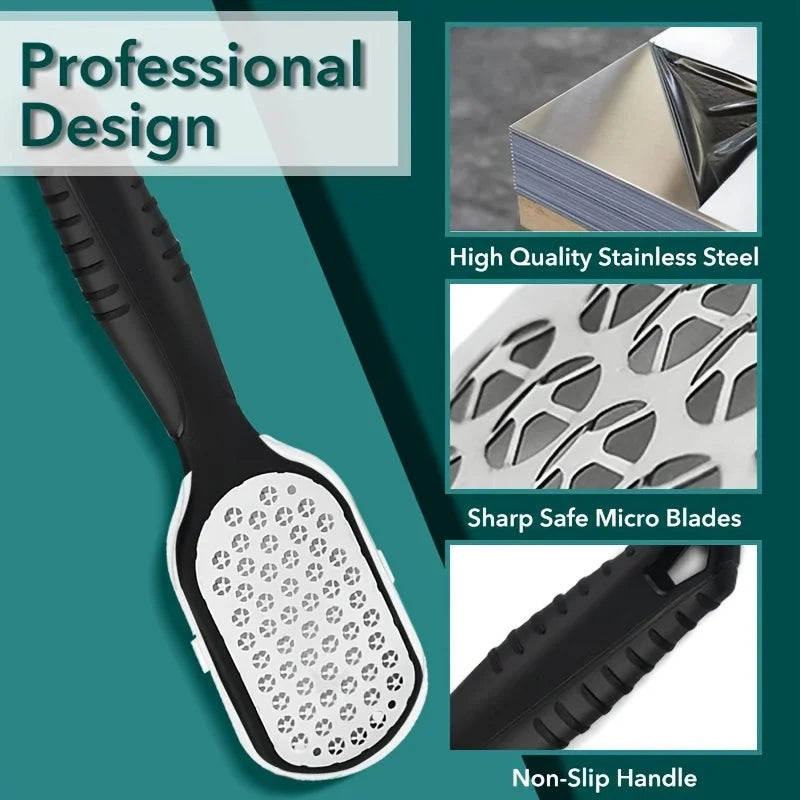 [Professional Foot File] Heavy-Duty Stainless Steel Pedicure Tool | Non-Slip Ergonomic Handle | Dead Skin Remover for Feet