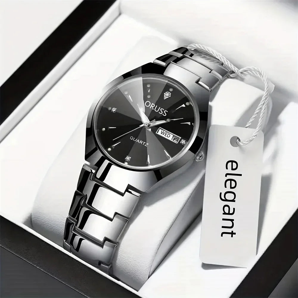 1/2pcs Couples Dial Cutting Quartz Watch Business Fashion Analog Calendar Wrist Watch Valentines Gift For Men Women Date Watch