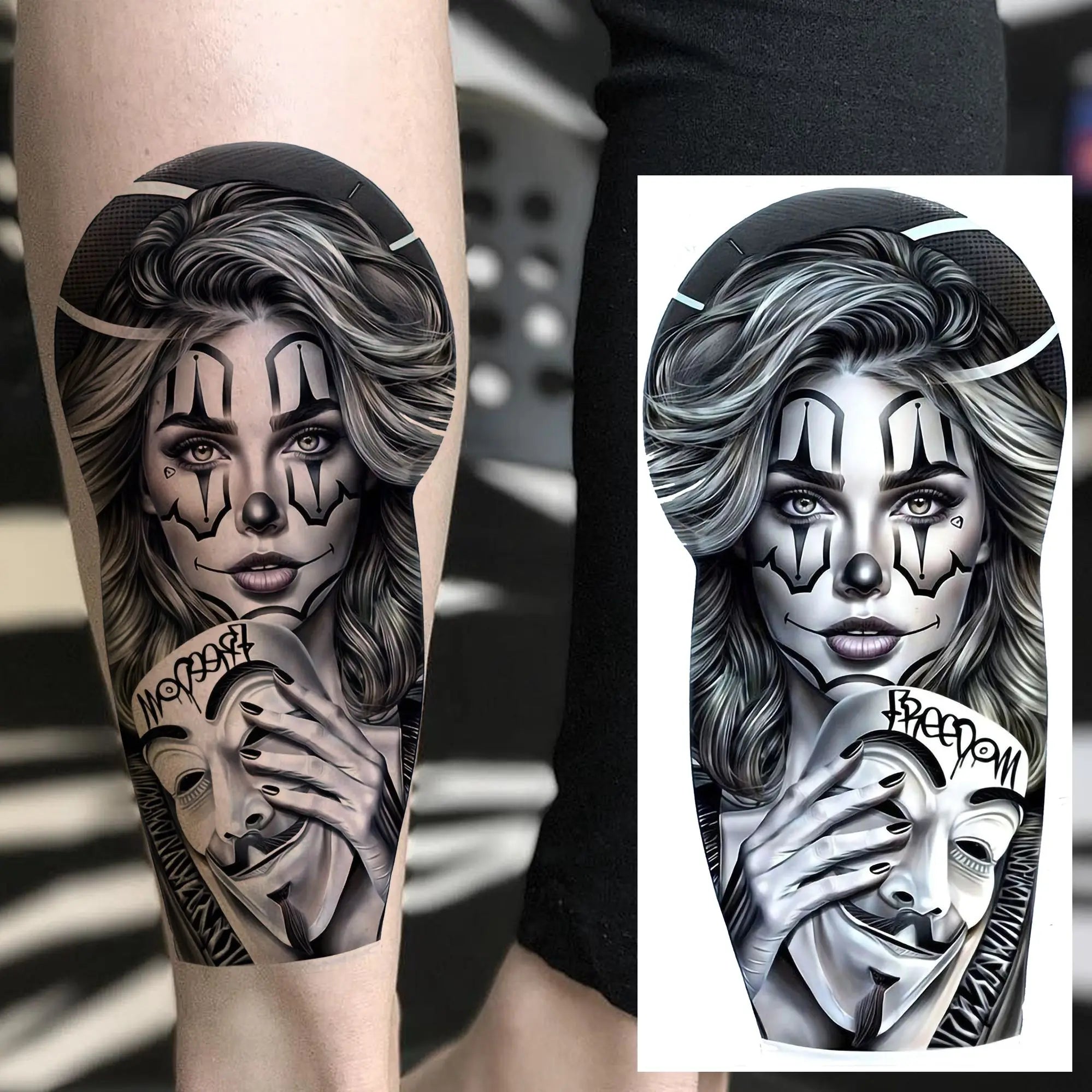 1 Sheet Joker Bad Guy Gangster Temporary Tattoos For Men Women Realistic Fake Tattoos Waterproof Long Lasting Arm Tatoo Stickers