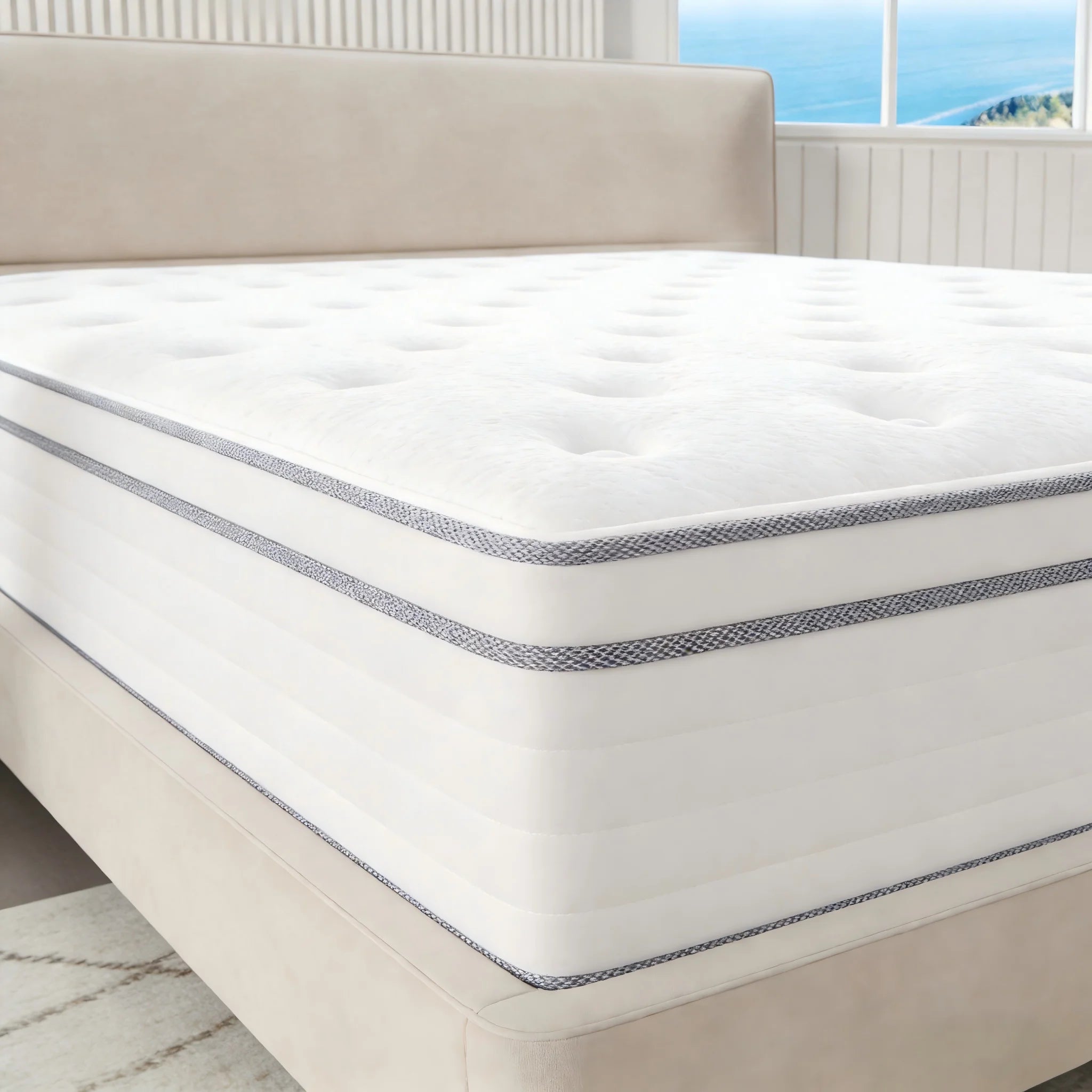 Queen King Full size Mattress 12 Inch, Hybrid Mattress with Individual Pocket Springs and Memory Foam, Fiberglass Free