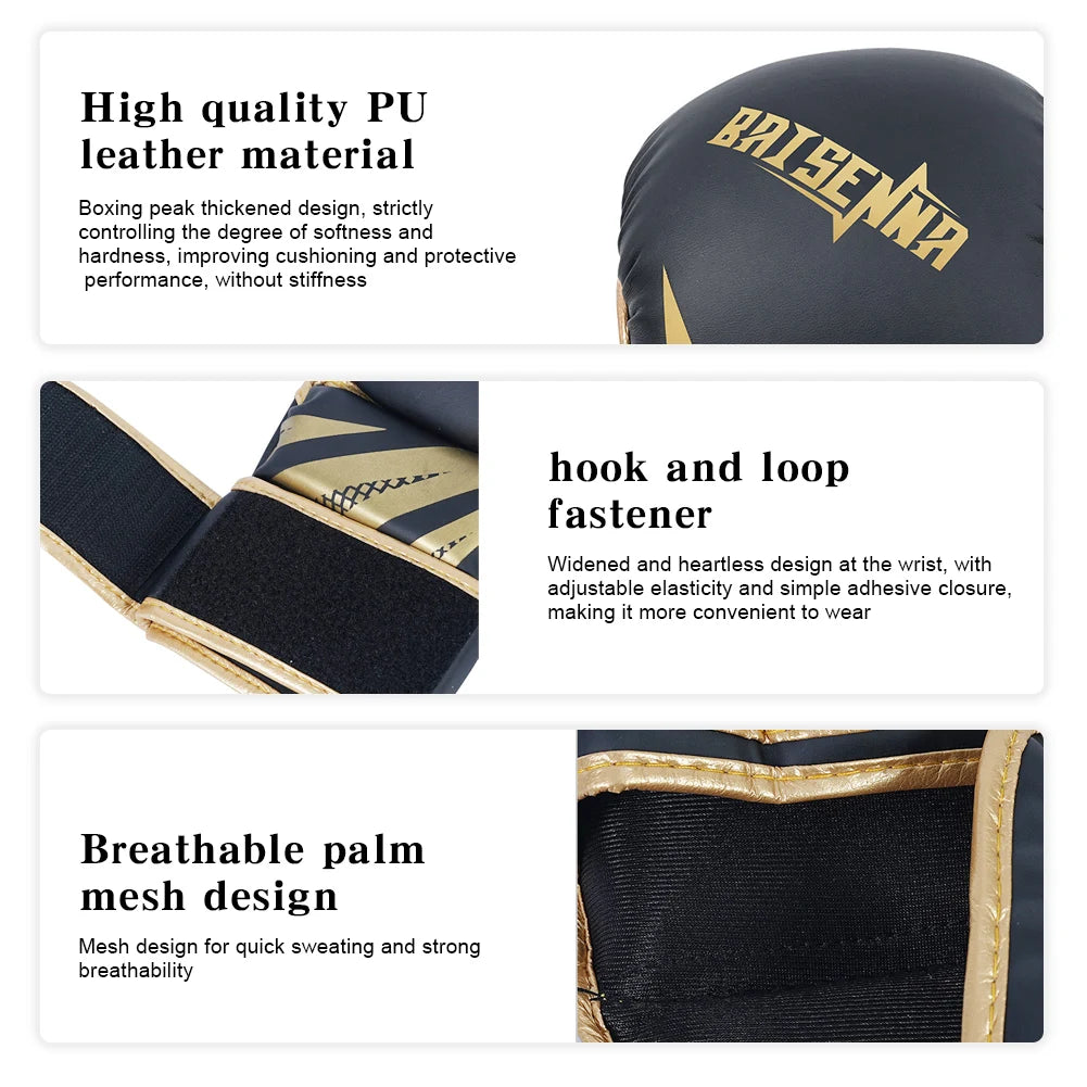 Professional MMA Boxing Gloves Half Finger Sandbag Karate Muay Thai Training Glove PU Thickened Punching Bag Glove for Adult Kid