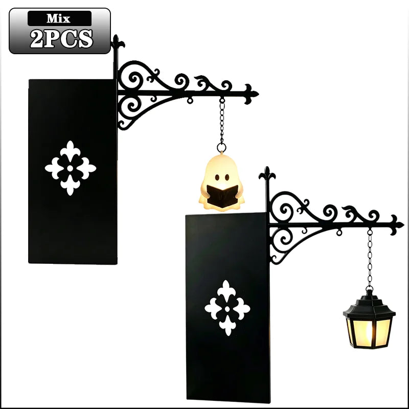 Halloween Themed Vintage Warm Glow Bookend Shelf Lamp Book Stopper for Office Reading Room Desk Decoration Reader Gift