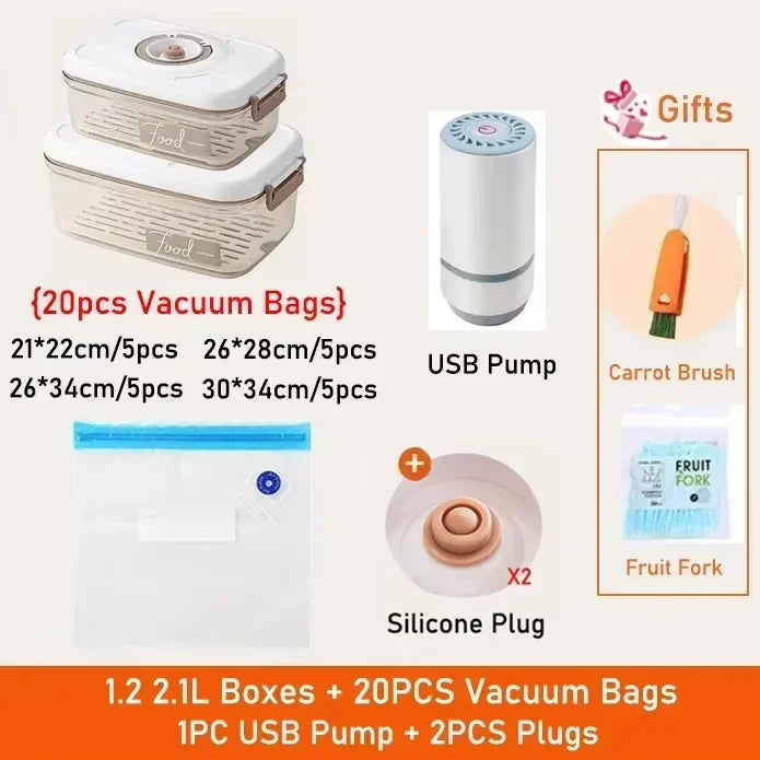 Vacuum Food Storage Box Fresh-Keeping Canister Sealed Storage Container Large Capacity Food Dispenser  Kitchen Storage Box