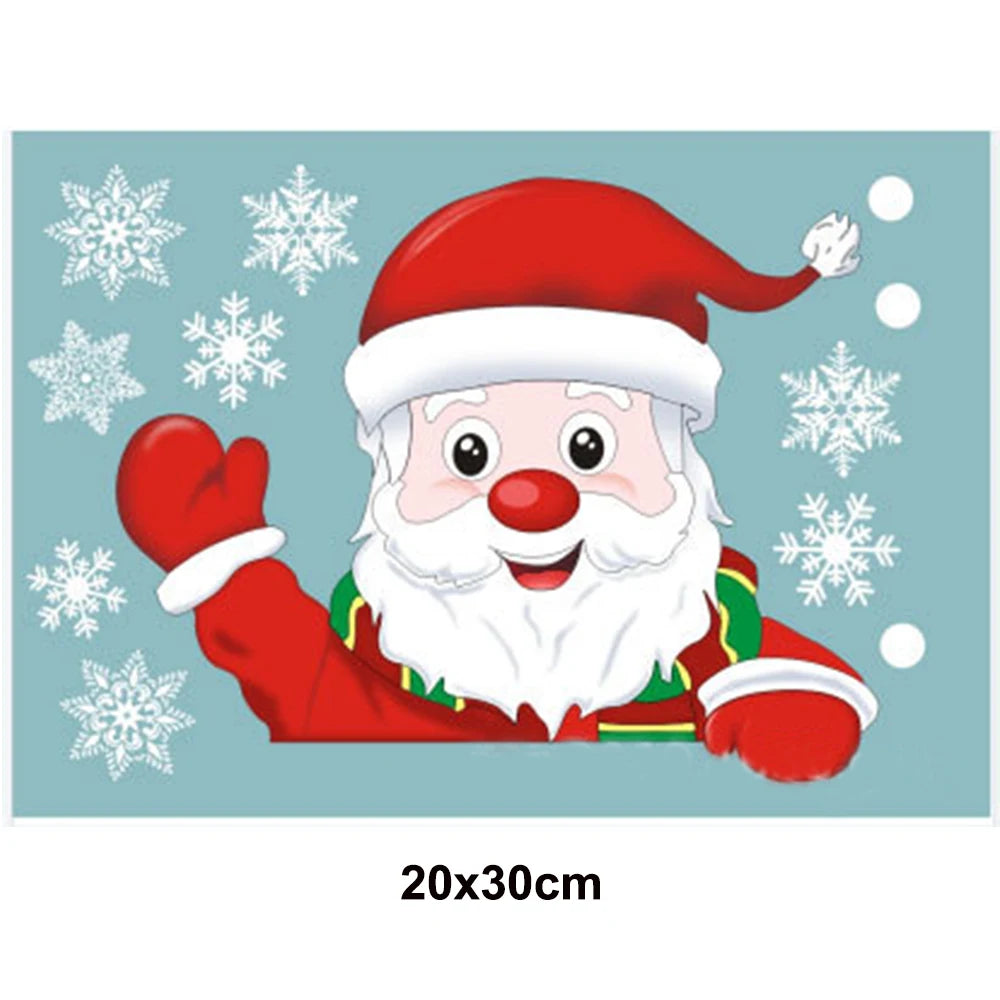 Christmas Window Cling Stickers Santa Claus Reindeer Snowflake Gift Box Window Decals for Xmas Home Shop Glass Door Window Decor