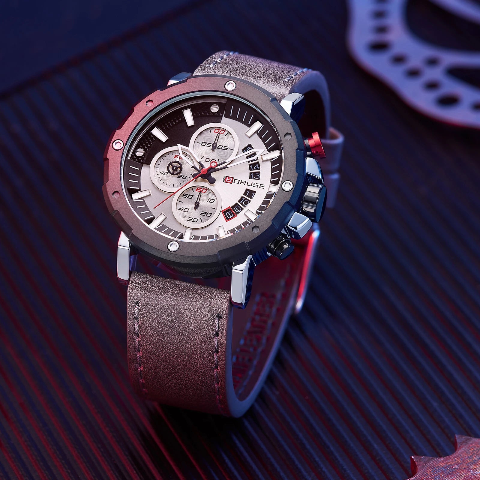 BORUSE 2 Pcs/set Fashion Simple Men's Quartz Wrist Watch Necklace  Pu Leather Strap The Perfect Gift for Men During The Holiday