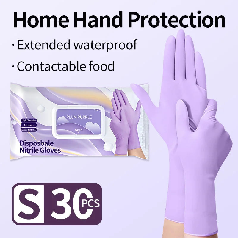 Disposable Nitrile Cleaning Gloves Latex-Free Thicken Extended Cuff Food Glove Cleaning Dishwashing Medical Exam Glove Purple