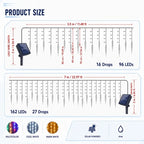 9M 162LEDs Solar Curtain Icicle Light Outdoor Eaves Decor String Lights Garden Party Yard Christmas Decoration Holiday Garlands