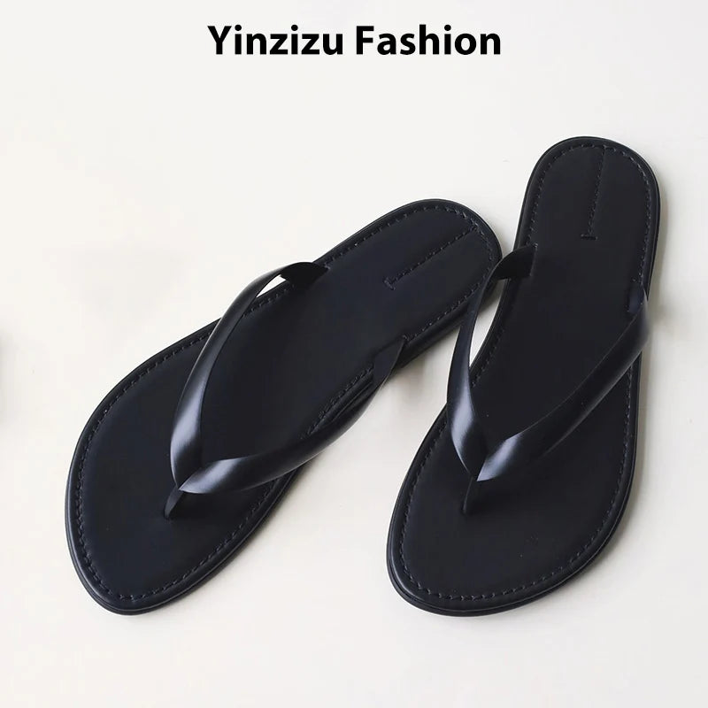 Flip Flops Women Summer Slippers Minimalist Fashion Contrasting Colors Beach Slippers Flat Shoes Girls