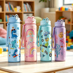 750ml Dinosaur Water Bottle For Kids Water Sippy Cup With Silicone Straw Leakproof Plastic Water Bottles Summer Kids Water Cup