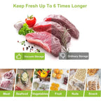2 Roll Vacuum Packaging Sealer Bags for Food Fresh Long Keeping, 20cm Wide Food Preservation and Vacuum Cooking Embossed Bag
