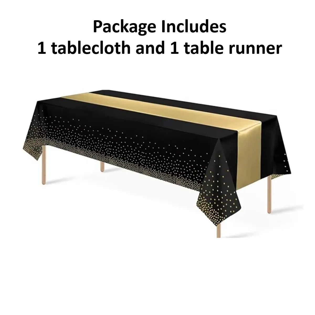 1set Disposable Plastic Tablecloths Satin Table Runner Set Dot Tablecloth Satin Table Runner For Party