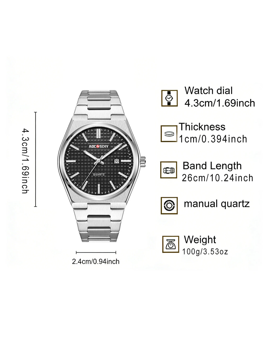 Watch men's fashion steel strip quartz watch waterproof night light calendar men's watch