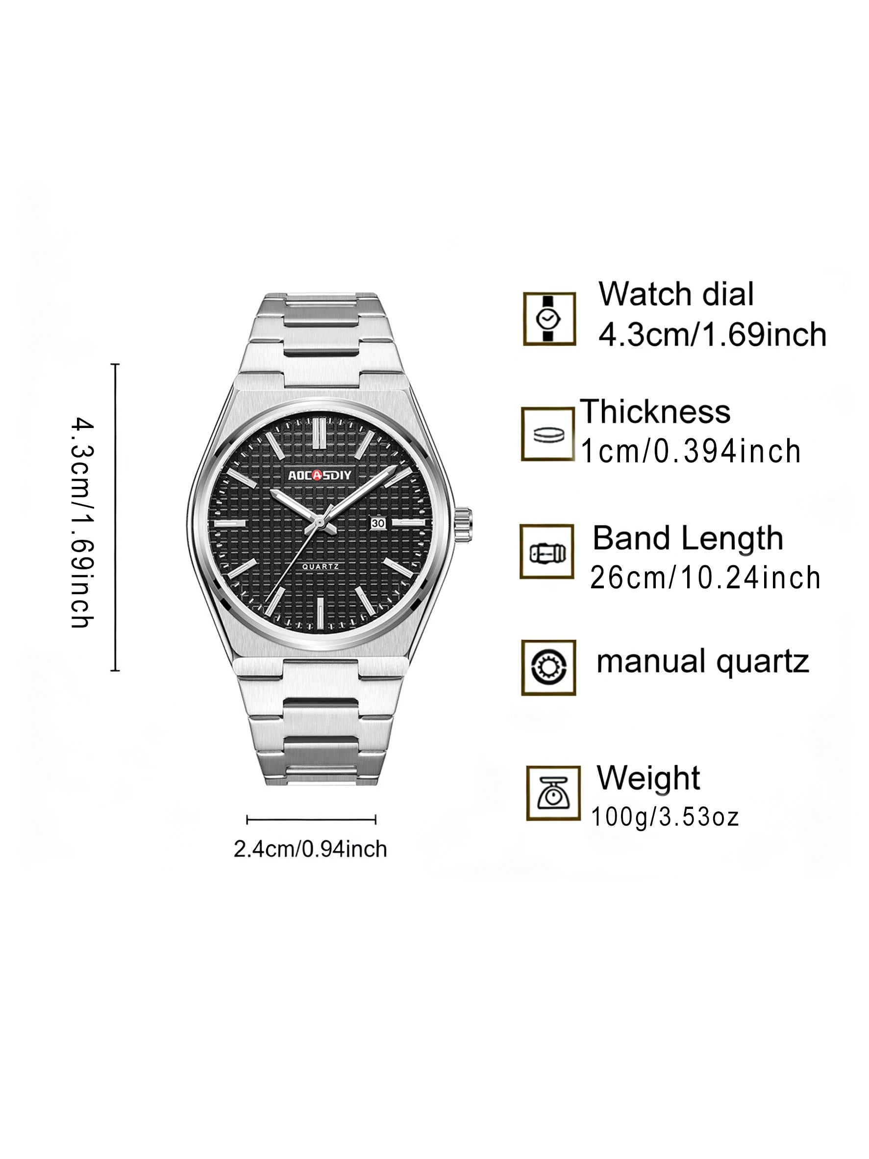 Watch men's fashion steel strip quartz watch waterproof night light calendar men's watch
