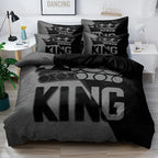 3pcs Grey and Black King Size Bed Pattern Down Duvet Cover Set Soft and Comfortable Bedroom and Dormitory Decoration Bedding Set