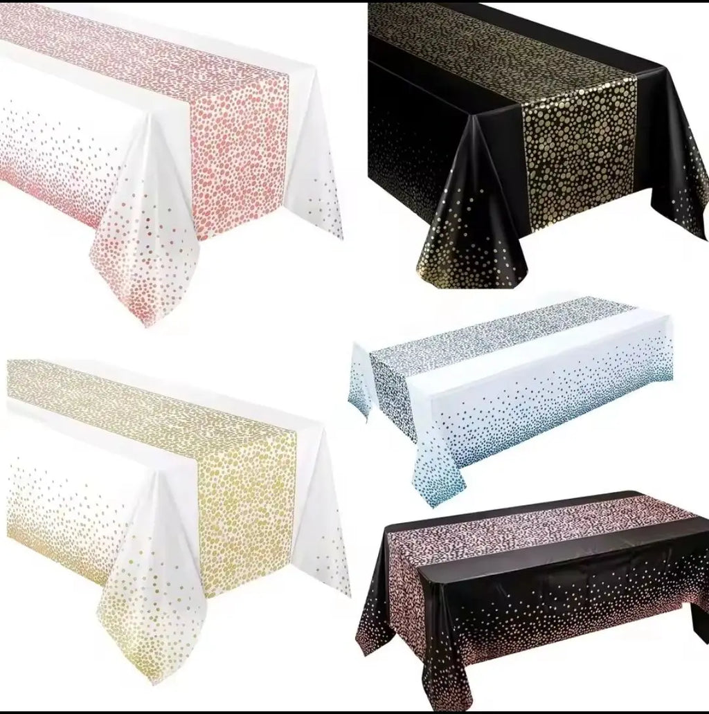 1pc Gold Dot Table Cloth for Events, Disposable Table Cover, Ideal Tablecloths for Party Decorations, Dining, Wedding & Holiday