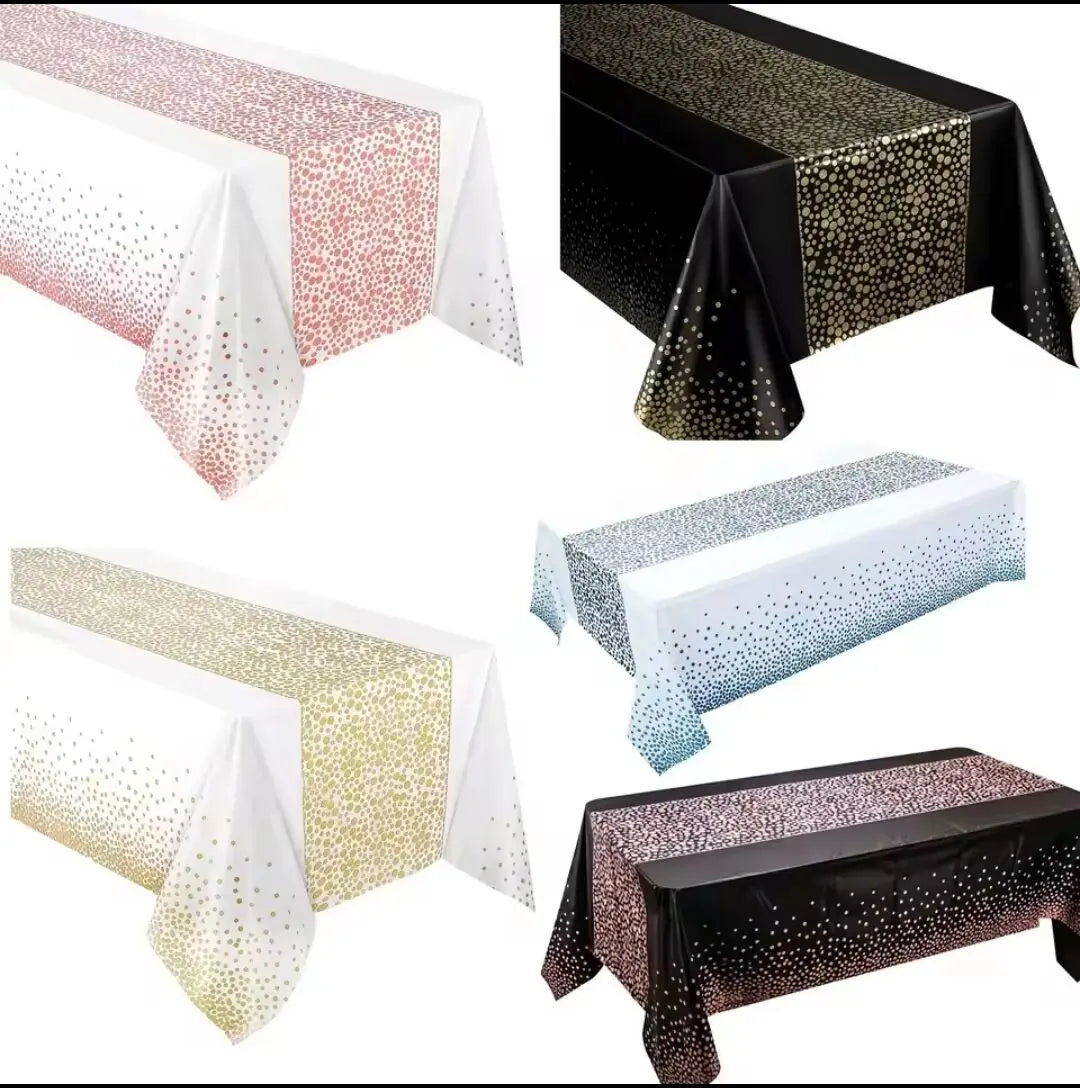 1pc Gold Dot Table Cloth for Events, Disposable Table Cover, Ideal Tablecloths for Party Decorations, Dining, Wedding & Holiday
