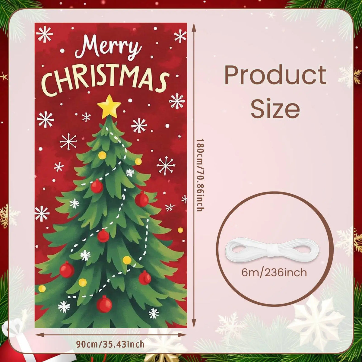 Christmas Door Cover Decorations Santa Claus Send Gift Background Banner for Indoor Outdoor Home Porch Holiday Decor Supplies