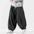 2025 New Men's Pants Large Japanese Retro Loose Haren Straight Leg Pants Hong Kong Style Wide Leg Cowboy Lantern Pants