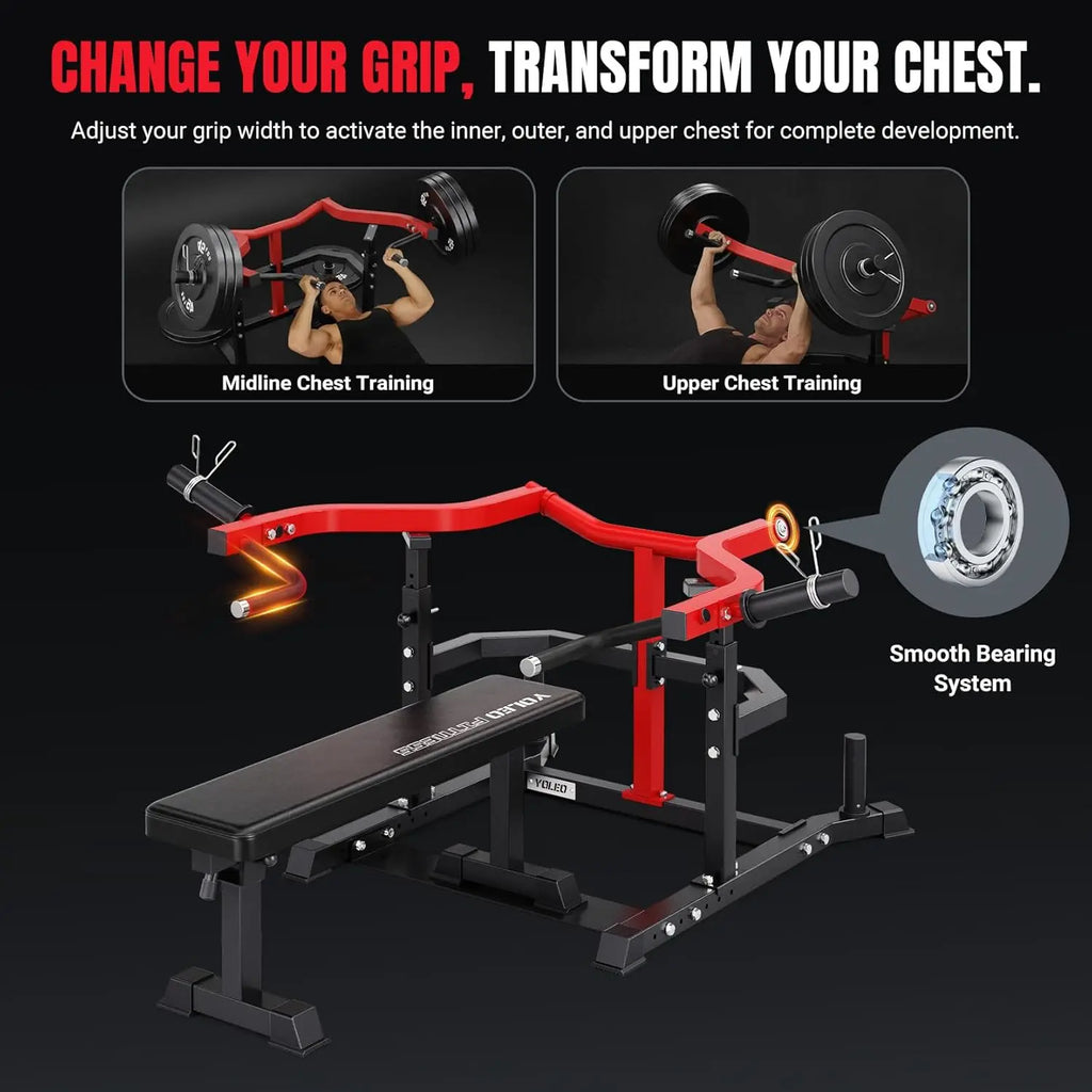 Chest Press Machine, 1100LBS Bench Press Machine with Separate Press Station & Adjustable Weight Bench, Independent, Customized