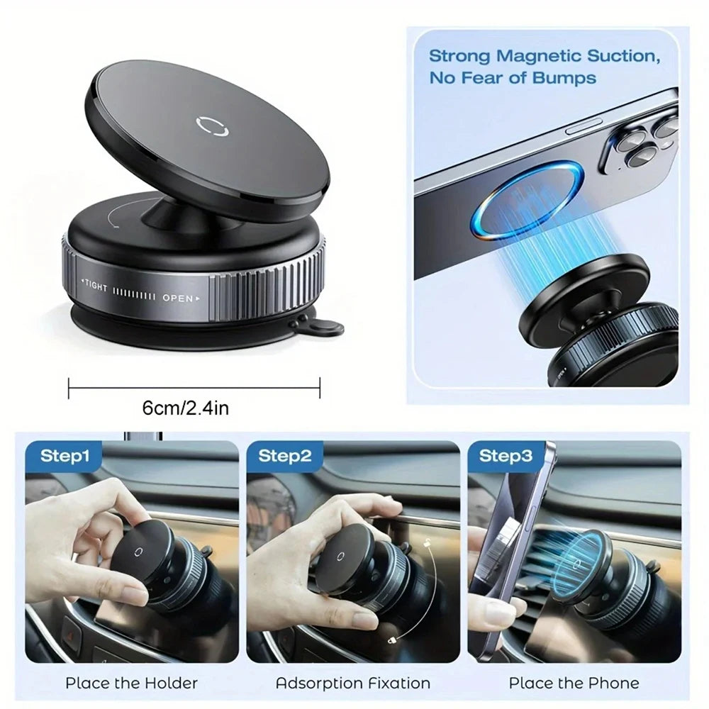 360° Adjustable Vacuum Magnetic Suction Cup Mobile Phone Holder Suitable For Car/ Gym/Mirror/Smooth Surface Hands-free Suction
