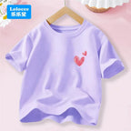 Sweet Heart Print T-Shirt Crew Neck Short Sleeve T-Shirt Casual Every Day Tops, Girls Clothing Fashion Teens Sport Clothes