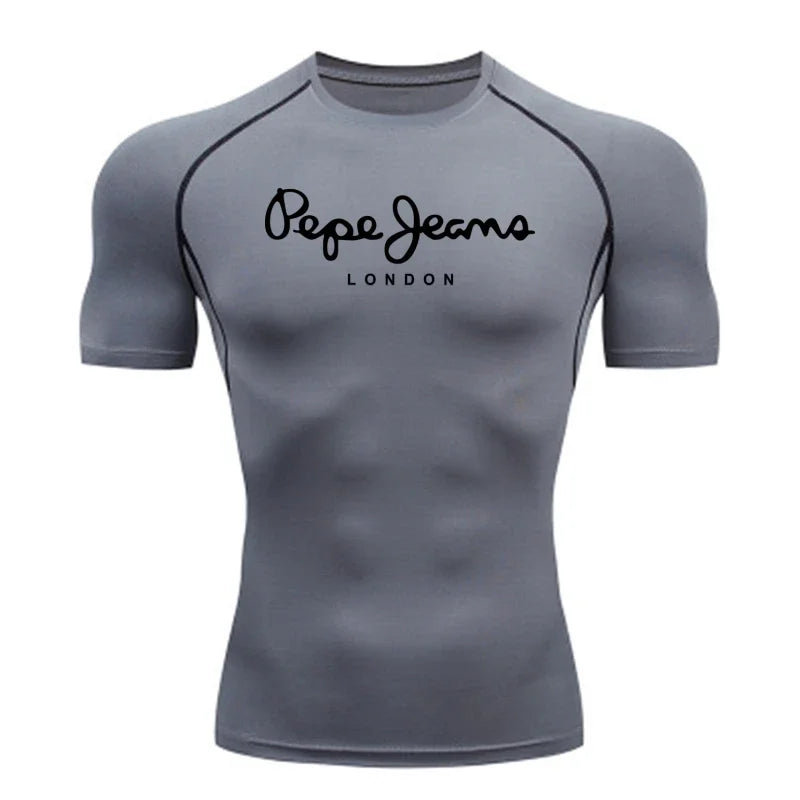 Sports T-shirt Men's Quick Drying Short Sleeved Sports T-shirt Top Gym Fitness Tight Fitting Shirt Training Running T-shirt Men
