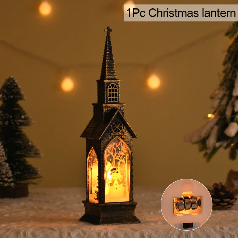 Christmas LED Night Light Santa Claus Snowman Fairy Light Lantern 2025 Christmas Home Table Decoration New Year Party Kids Gift