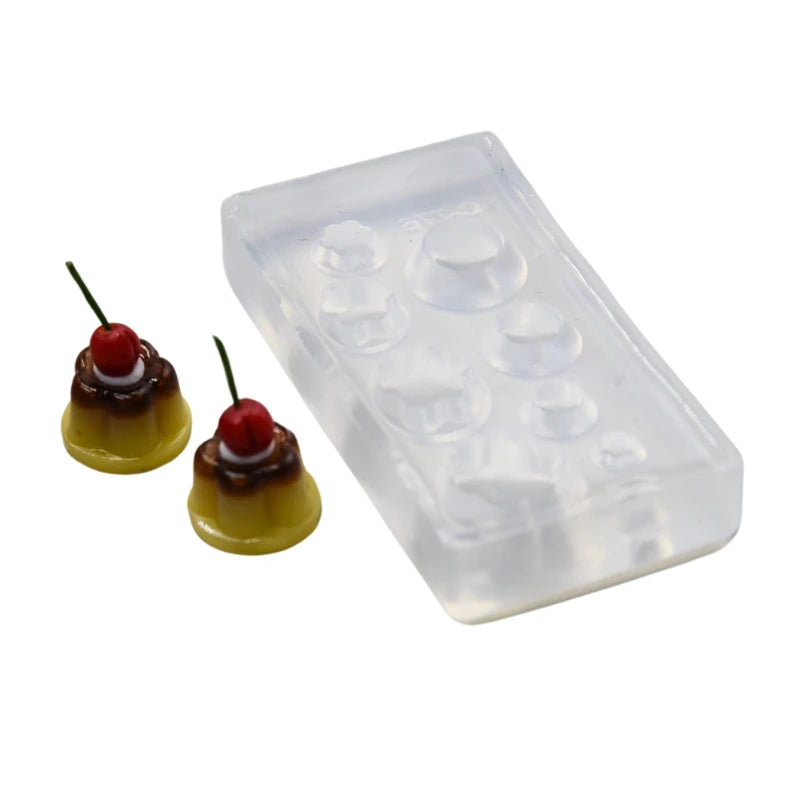 Mini Cherry Pudding Jelly Silicone Molds Ultra Light Clay DIY Miniature Dessert Food Play Handmade Gifts Clay Molds