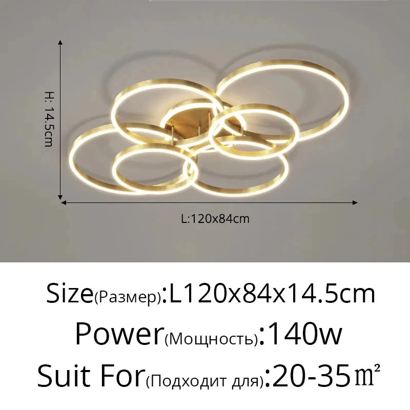 Modern Chandelier Lighting LED Indoor Ceiling Chandelier For Living Room Study Bedroom Nordic Round Rings Home Decor Chandeliers
