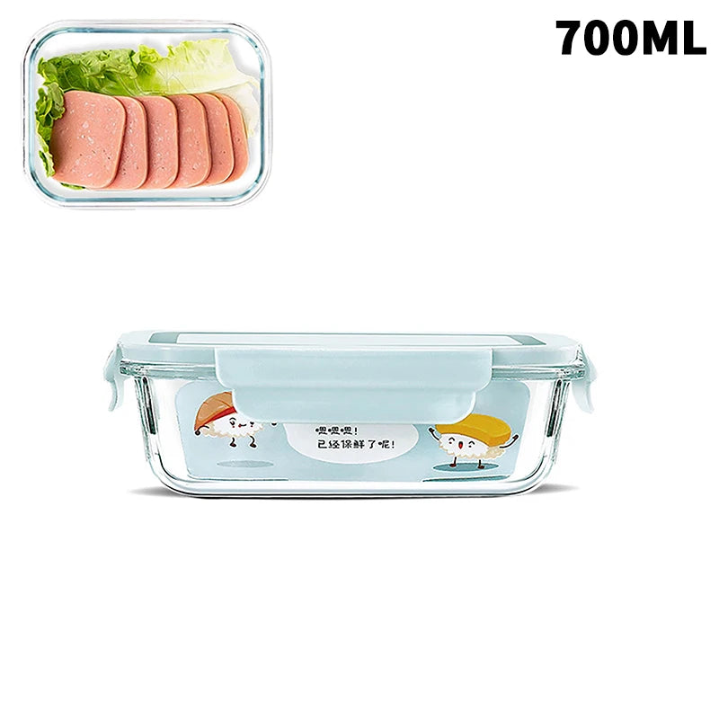 1/2/3 Grids Thickened Leak Proof Microwave Safe Food Crisper High Borosilicate Glass Bento Box With Lids Airtight Lunch Boxes
