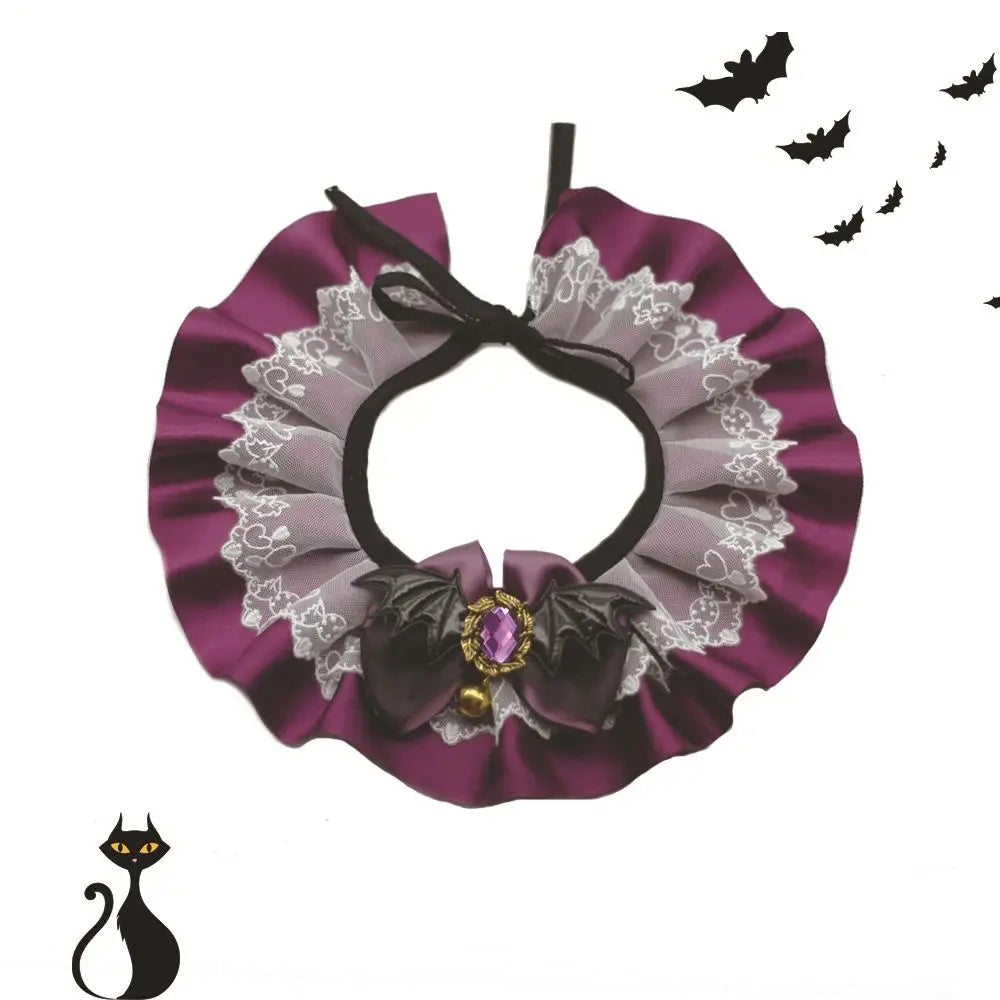 Cat Accessory Creative Halloween Cat Dog Lace Necklace Adjustable Cool Pet Lace Collar Cute Exquisite Pet Bib Scarf Photograph