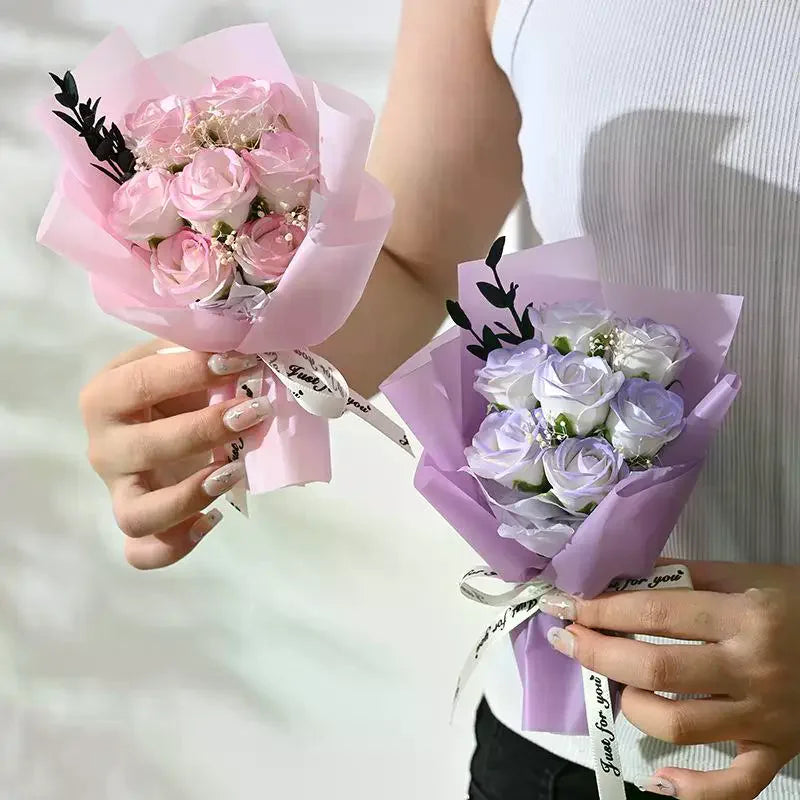 Valentine's Day Gift Decoration Rose Artificial Flowers Bouquet Fake Flower For Girlfriend Gift Mother's Day Decor Flower