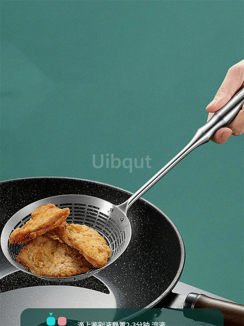 3 Sizes Round 304 Stainless Steel Strainer with Long Handle Kitchen Sieves Scoop Hot Pot Oil Filter Colander Cooking Tools