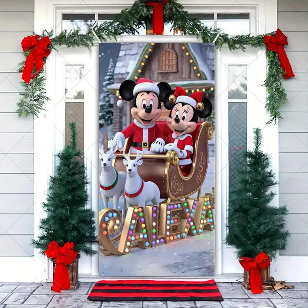 Christmas Theme Santa Claus Santa Dog Snowman Door Cover Banner Festive Party Decoration Supplies Photography Props Xmas Gifts