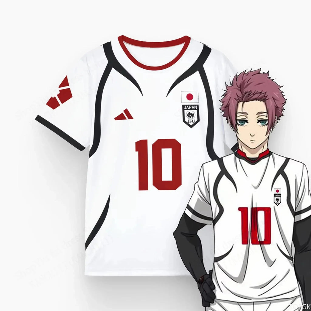 Mens Anime Jersey Blue Lock Sae Itoshi Role Playing 3d Print T-shirt T shirt Breathable Men Women Fashion Oversized Short Sleeve