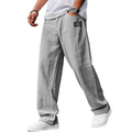 2026 Men Casual Linen Pants Solid Color Elastic Waist Loose Trousers Male Summer Breathable Lightweight Streetwear Joggers Pants
