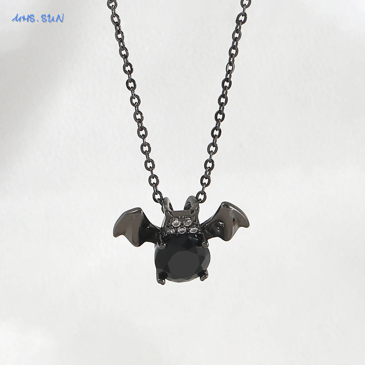 MHS.SUN Gothic Black Witch Hat Broom Pendant Necklace for Women Vintage Purple Zircon Heart Halloween Jewelry Festival Gifts