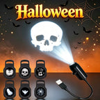 LED Projector Light Halloween Ghost Skull Night Light Switchable Pattern USB Projector Lamp for Room Ceiling Window Wall Decor