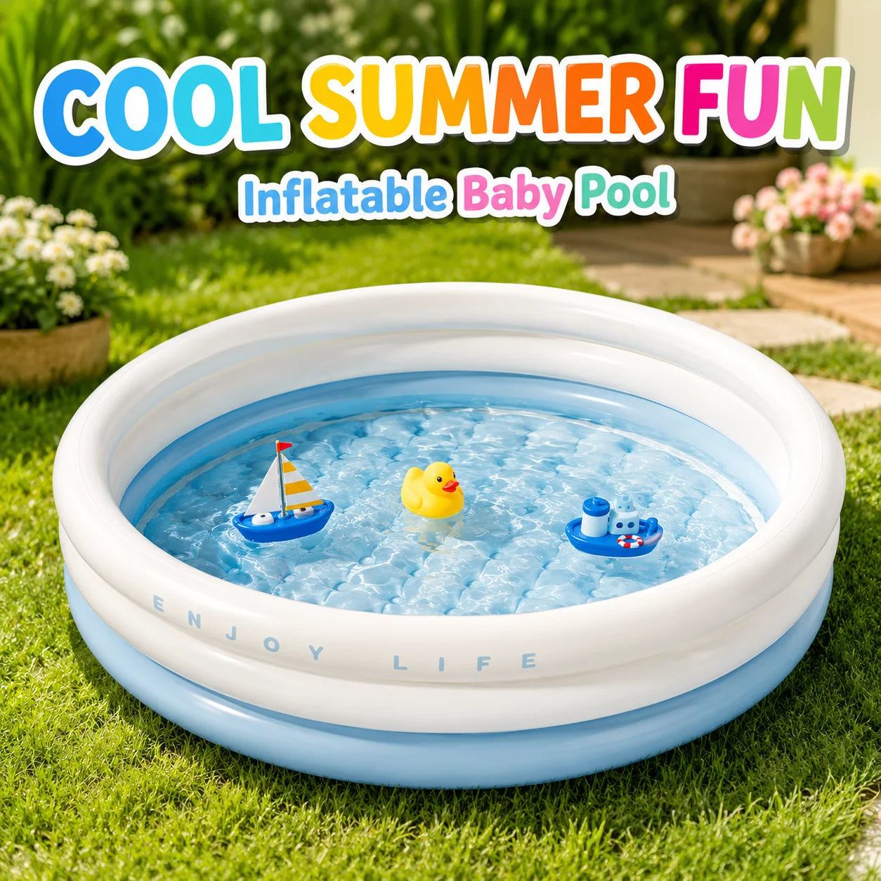 1PC Inflatable Water Pool, Foldable Thick Bubble Bottom PVC Swimming Pool, Portable Indoor Outdoor Bathtub Pet Cooling Water Tub