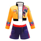 Kids Girls Street‑Style Fancy Cosplay Kit 3D Printed Cropped Jacket Shorts for Halloween Birthday Theme Party Role‑Play Outfit