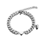 2pcs/set Stainless Steel heart-shaped Charm Couple magnet Bracelet high-quality Jewelry Valentine's Day Gift for Men women