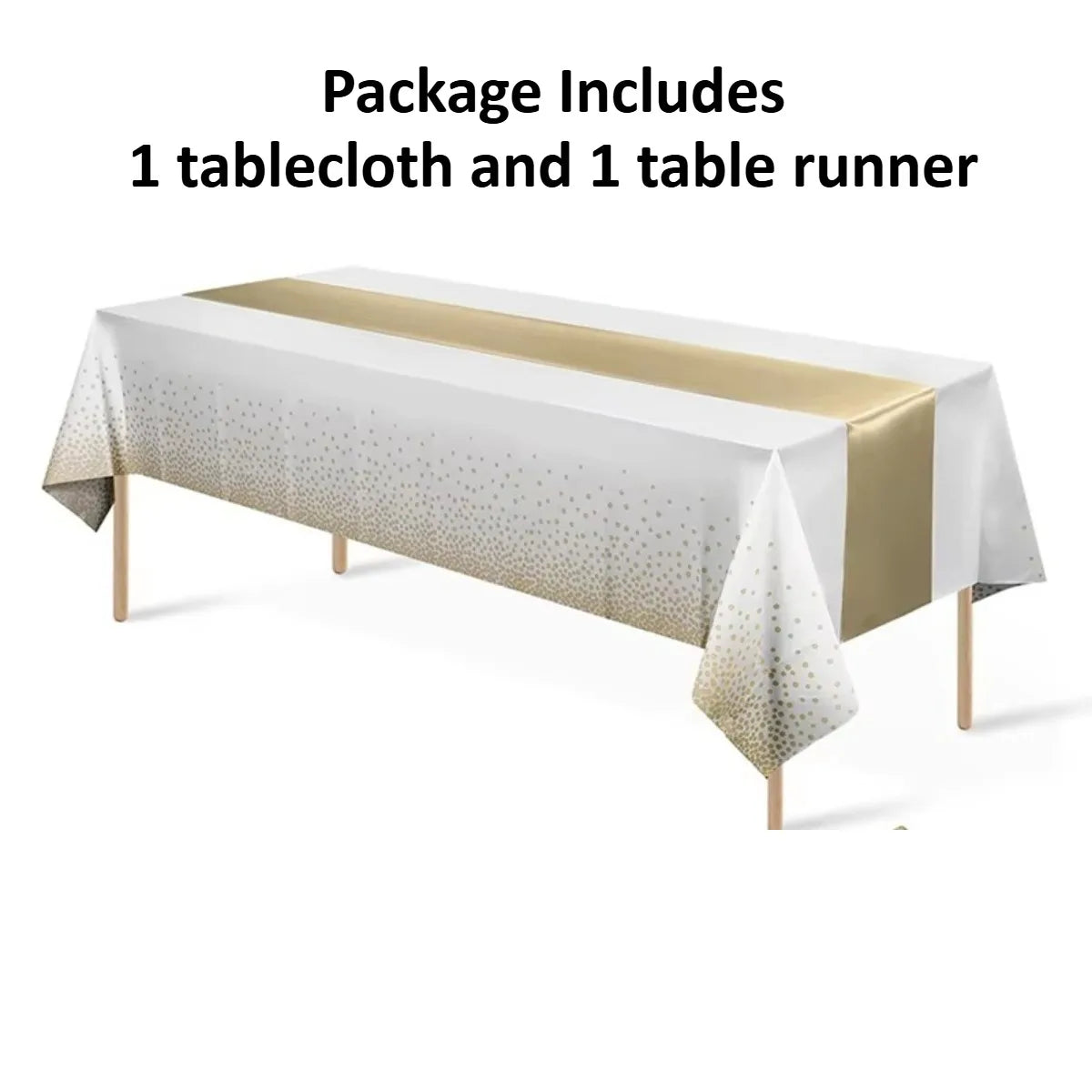 1set Disposable Plastic Tablecloths Satin Table Runner Set Dot Tablecloth Satin Table Runner For Party