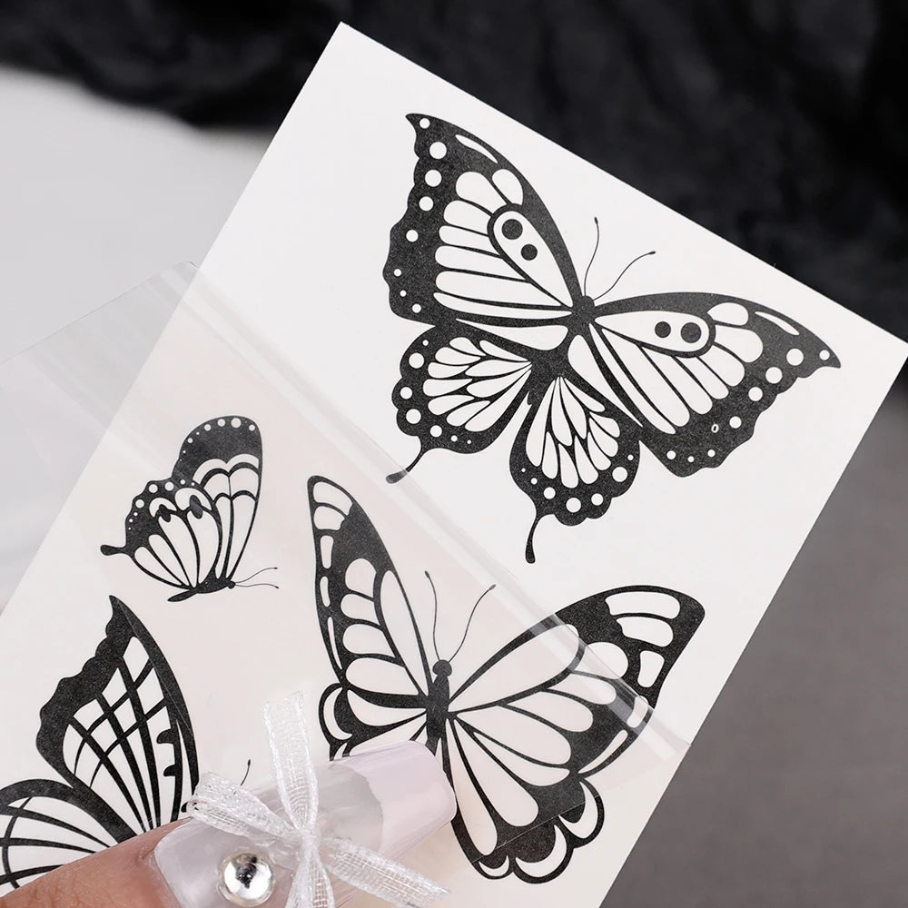 Black Butterfly Temporary Tattoo Sticker 30PCS/set 3D Butterfly Fake Tattoo Transfer Waterproof Tattoo Legs Arm Body for Women