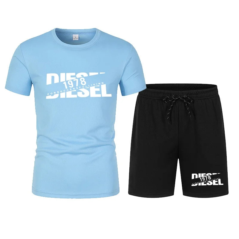Men's two-piece sports suit round neck T-shirt and pants, basketball running sportswear 2026 summer new item