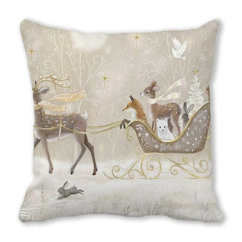 45CM Merry Christmas Cushion Cover Pillowcase 2023 Christmas Decorations for Home Ornament Happy New Year Christmas Decor 2022
