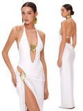 Sexy Deep V Neck Swimsuit With Skirt Women 2 Pcs Suits 2025  High Leg Backless Swimwear Fashion Female Holiday Beachwear Outfits