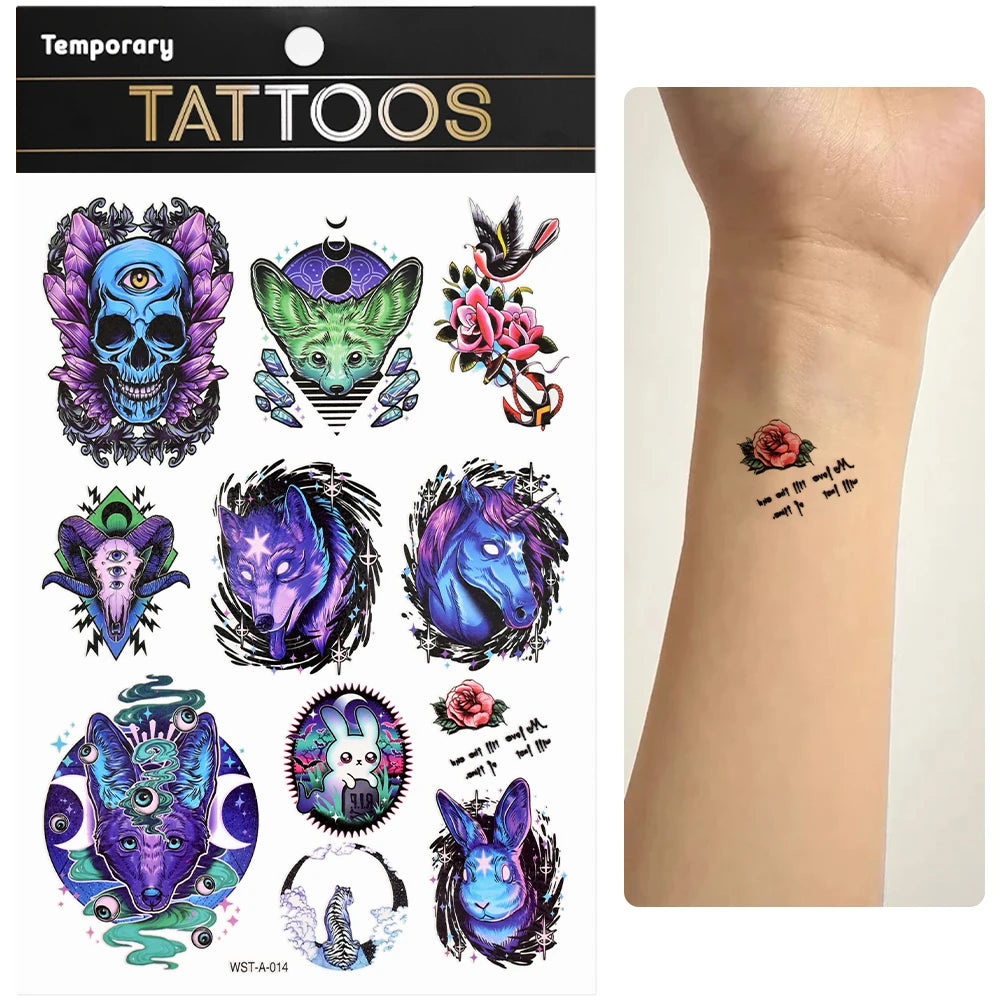 Waterproof Colourful Temporary Tattoos Sticker  Scorpion Butterfly Transfer Fake Tatoo Men Women Body Arm Fake Tattoo Stickers