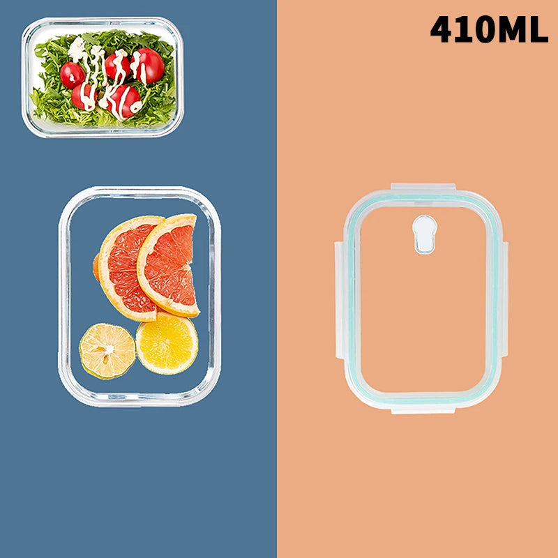 1/2/3 Grids Thickened Leak Proof Microwave Safe Food Crisper High Borosilicate Glass Bento Box With Lids Airtight Lunch Boxes