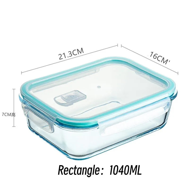High Borosilicate Glass Lunch Bento Box Microwave Oven Separate Fresh-keeping Bowl Sealed Box Food Storage Containers Crisper